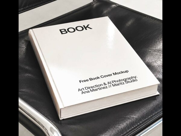 Free Hardcover Book Mockup on Leather Chair