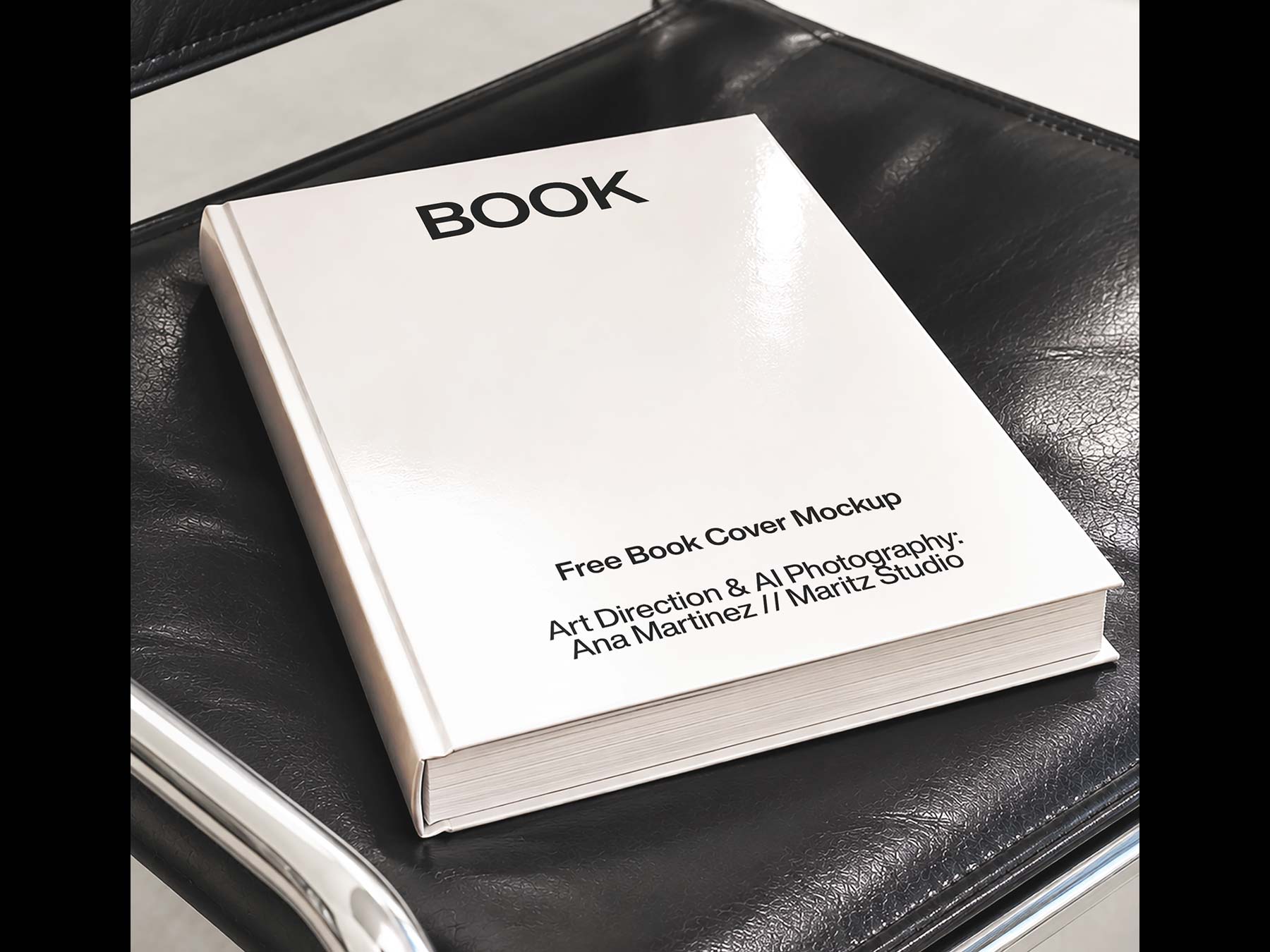 Free Hardcover Book Mockup on Leather Chair