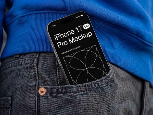 Free iPhone Mockup in Jeans Pocket – Mobile App Display