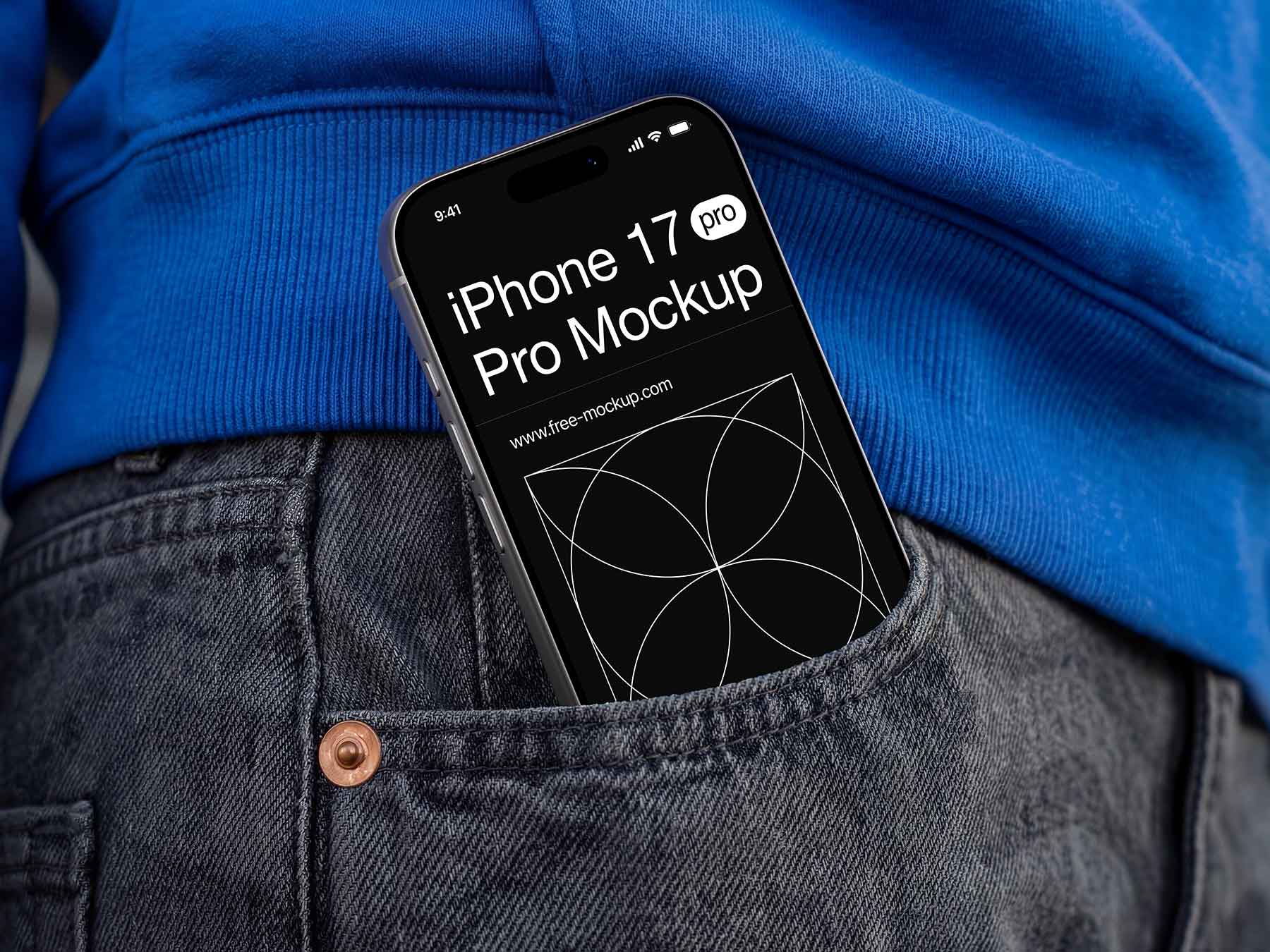 Free iPhone Mockup in Jeans Pocket – Mobile App Display
