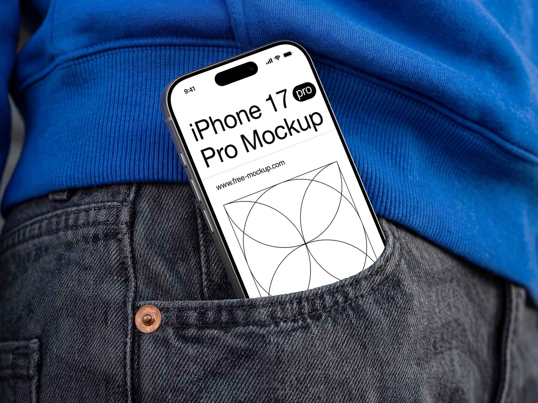Free iPhone Mockup in Jeans Pocket – Mobile App Display