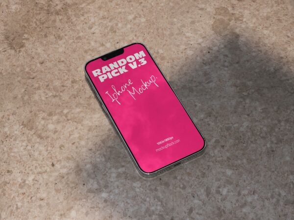 Free iPhone Mockup on Textured Stone Surface