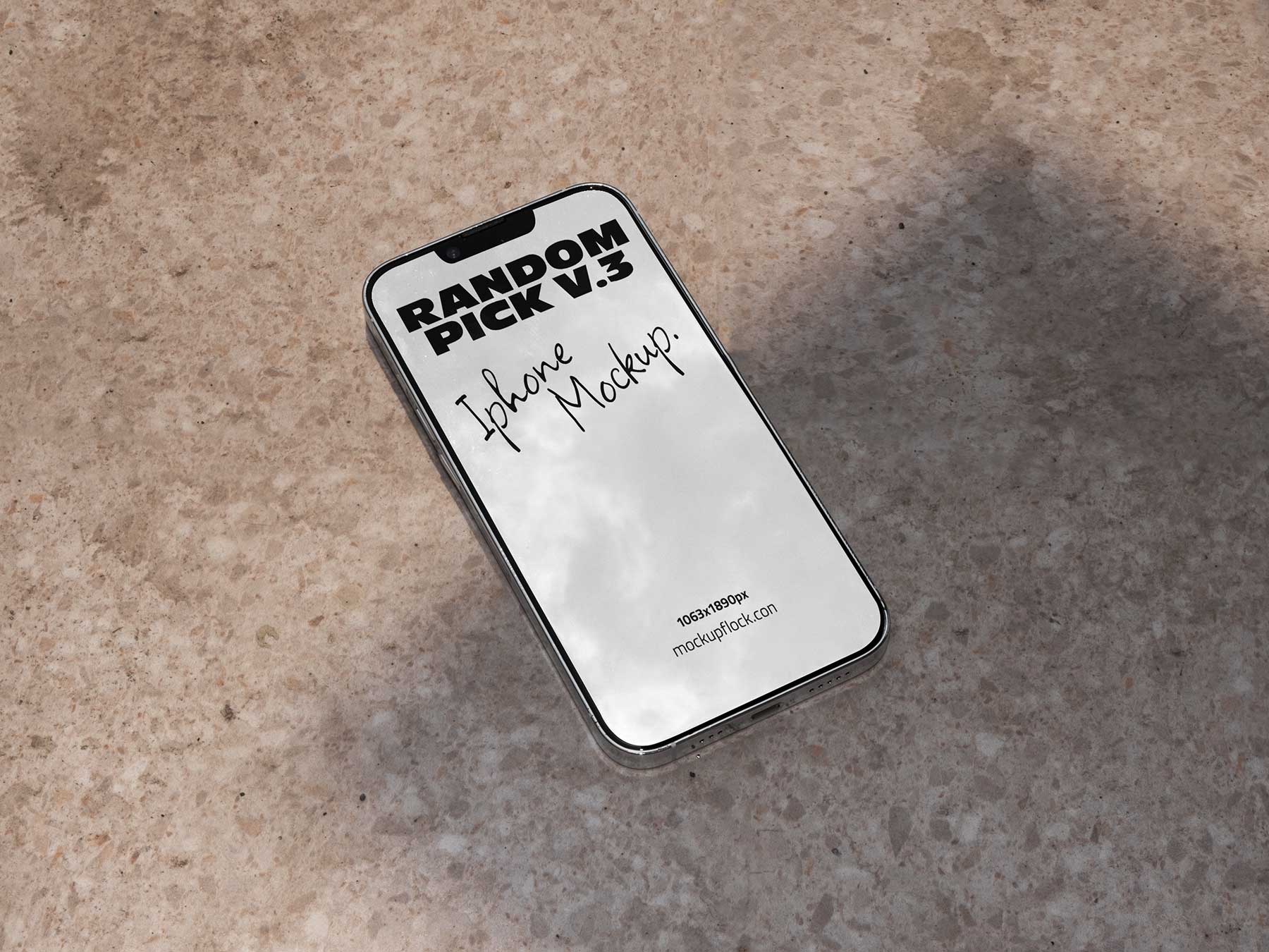 Free iPhone Mockup on Textured Stone Surface