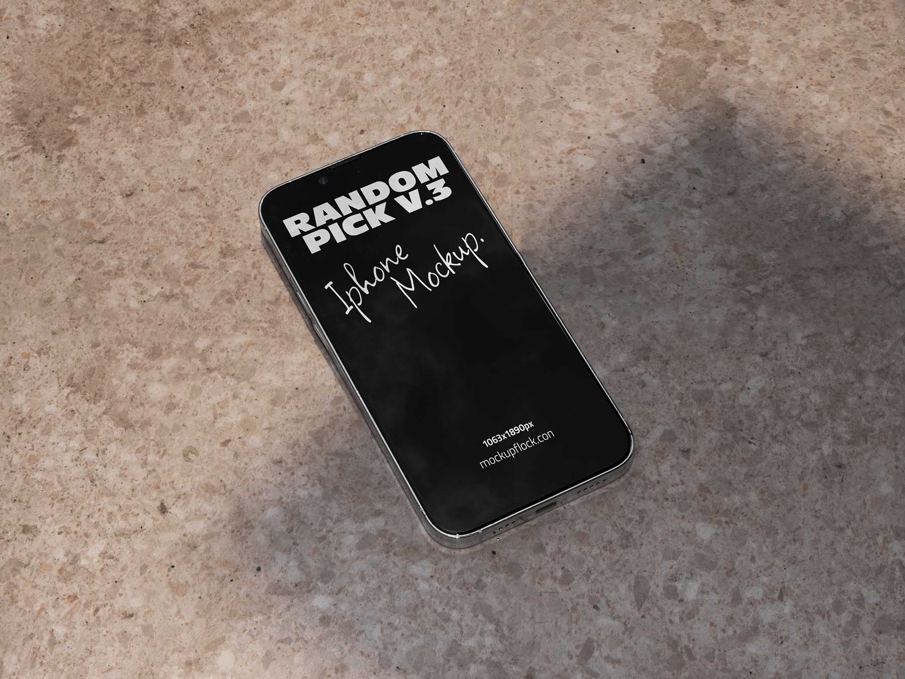 Free iPhone Mockup on Textured Stone Surface