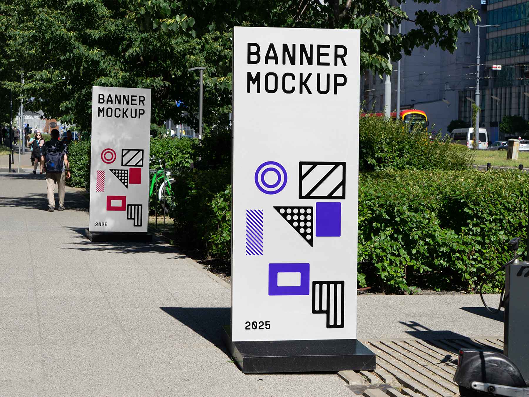 Free Outdoor Vertical Banner Stand Mockup
