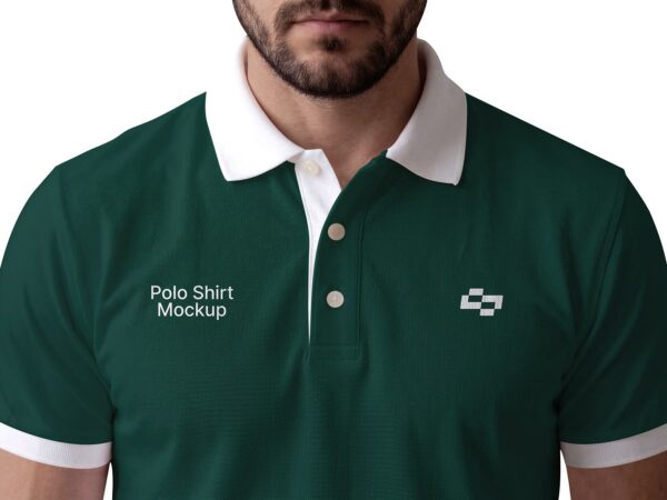 Free Polo Shirt Mockup Worn by Model