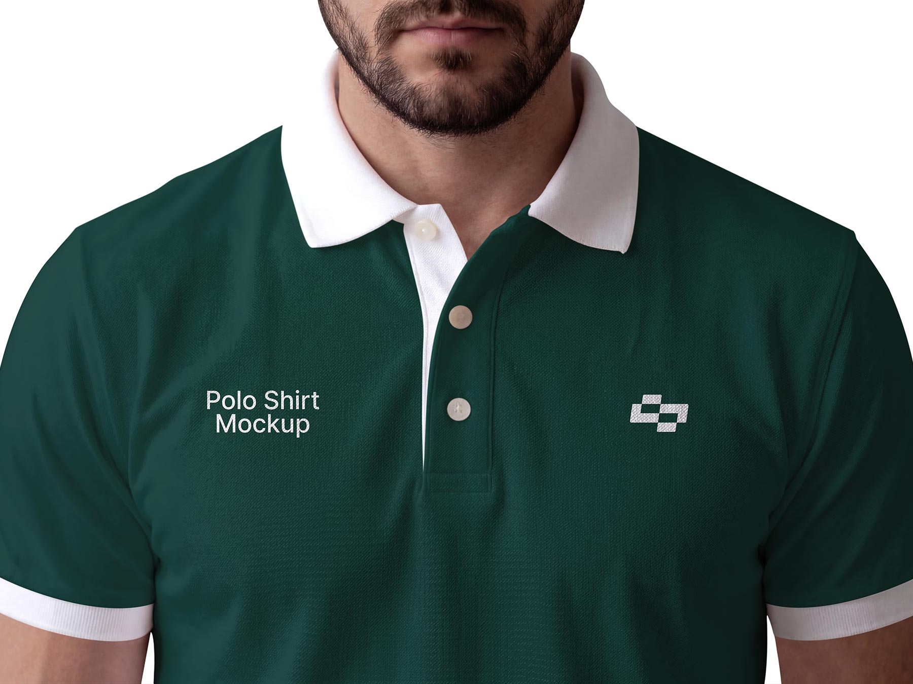 Free Polo Shirt Mockup Worn by Model