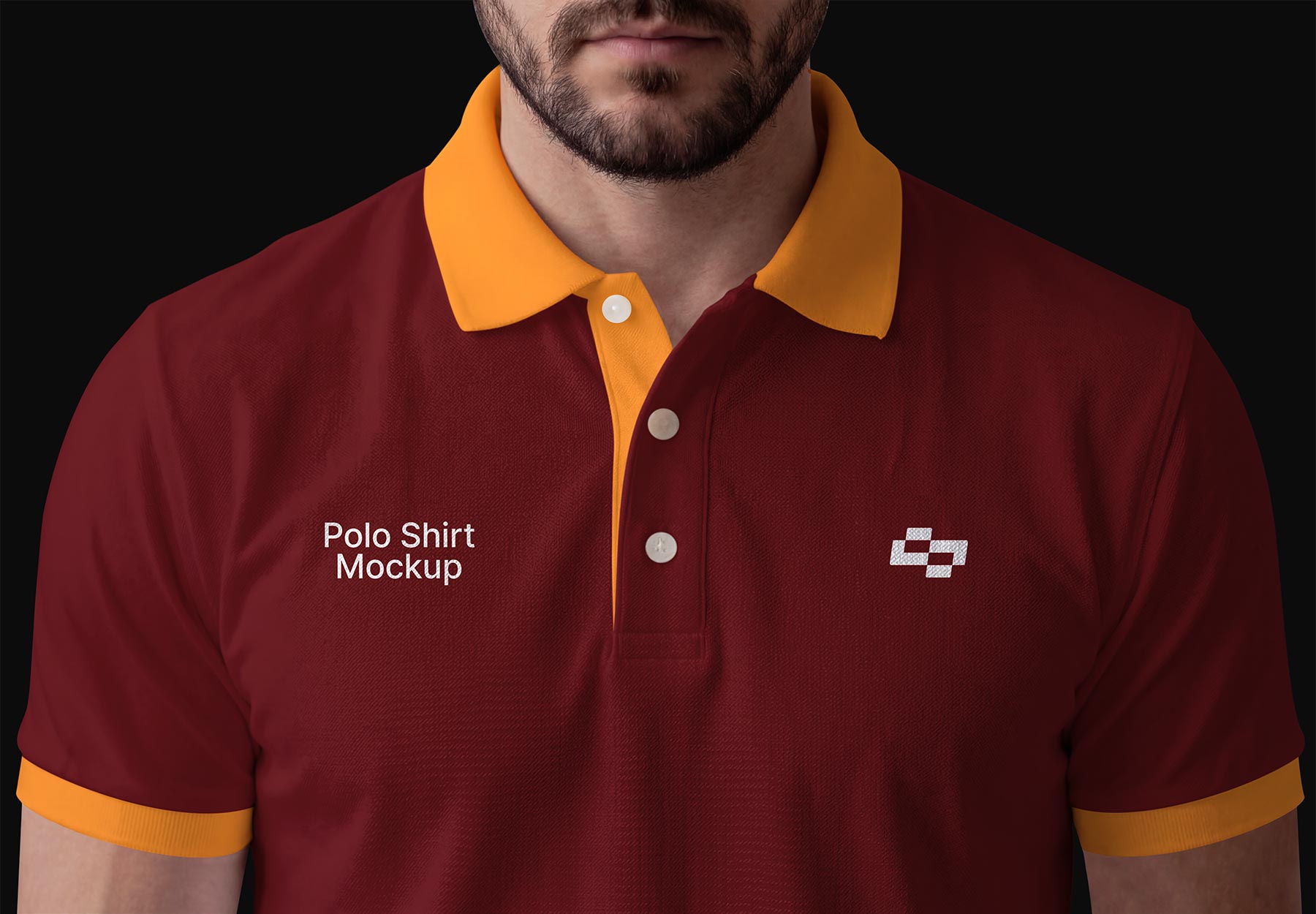 Free Polo Shirt Mockup Worn by Model