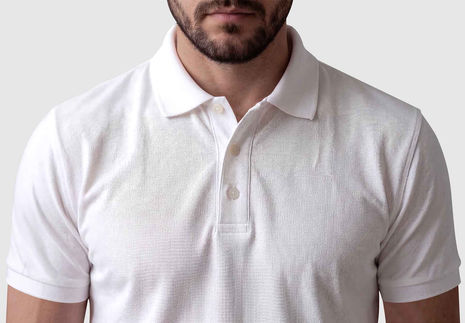 Free Polo Shirt Mockup Worn by Model