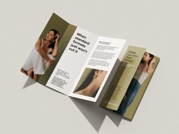 Free Short Panel Tri-Fold Brochure Mockup Set