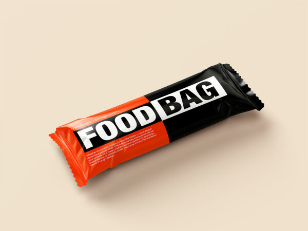 Free Snack Bar Foil Wrapper Mockup – Food Packaging Display