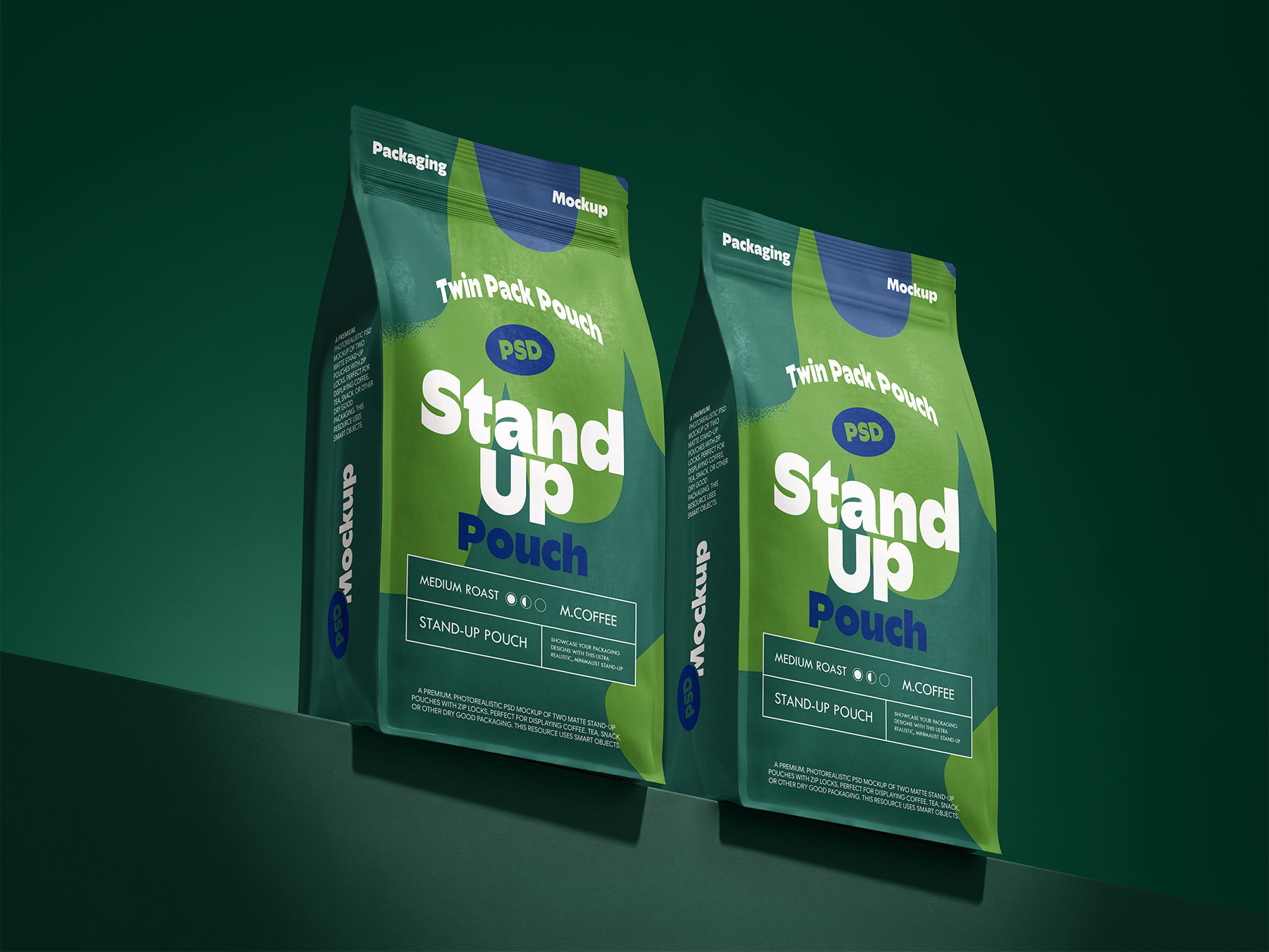 Free Stand-Up Pouch Mockup – Coffee & Food Packaging Display