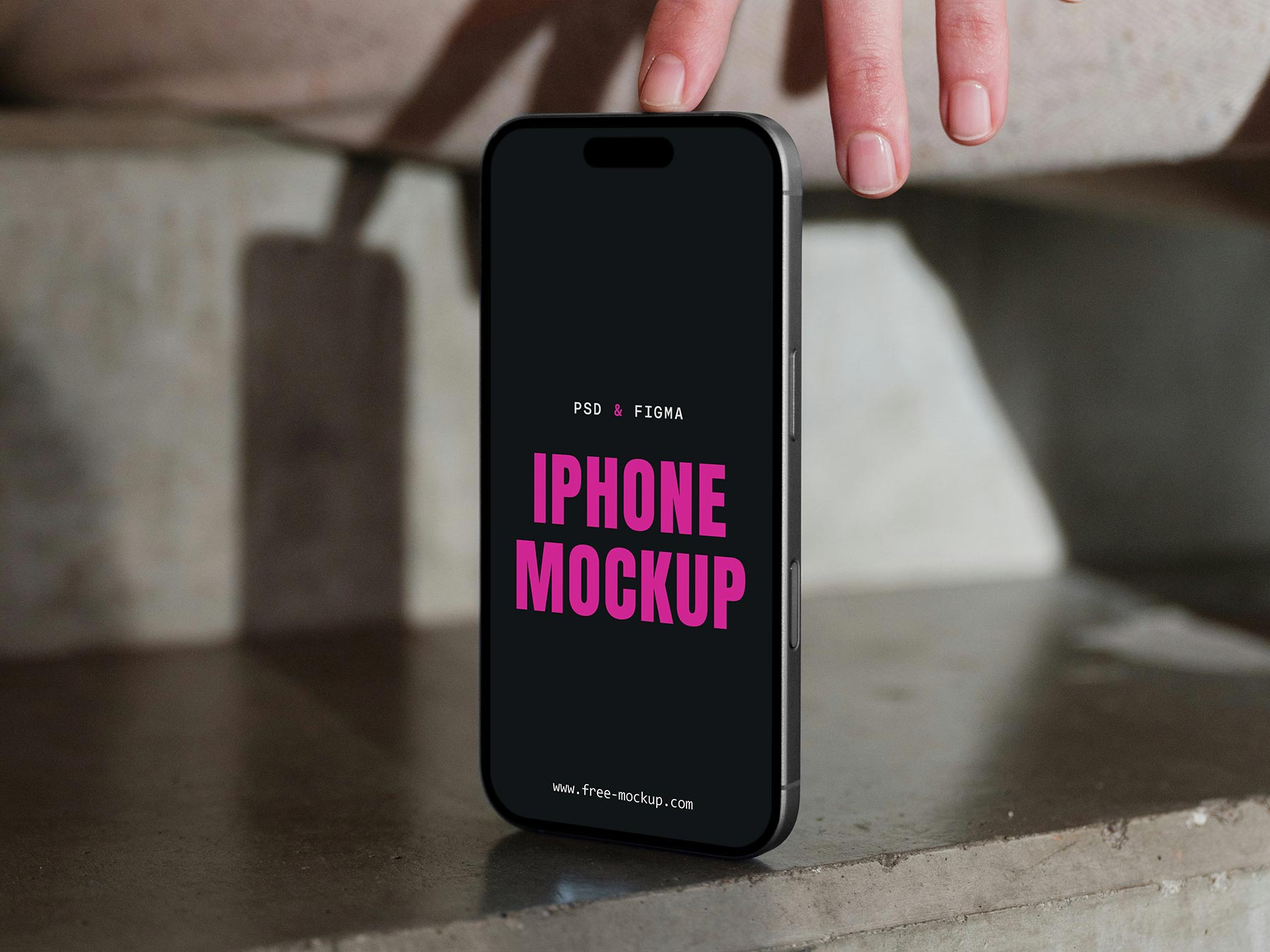 Free Standing iPhone Mockup – Mobile App UI Display