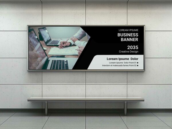 Free Subway Station Billboard Mockup Above Bench