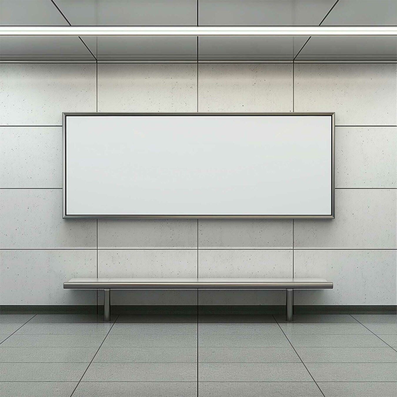 Free Subway Station Billboard Mockup Above Bench