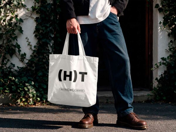Free Tote Bag Mockup Carried by Hand