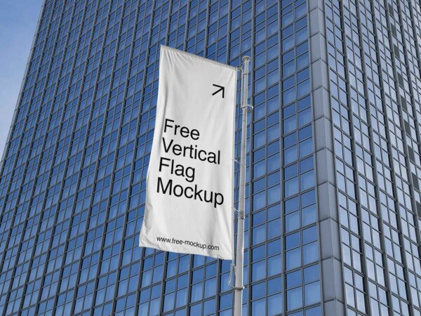 Free Vertical Flag Mockup