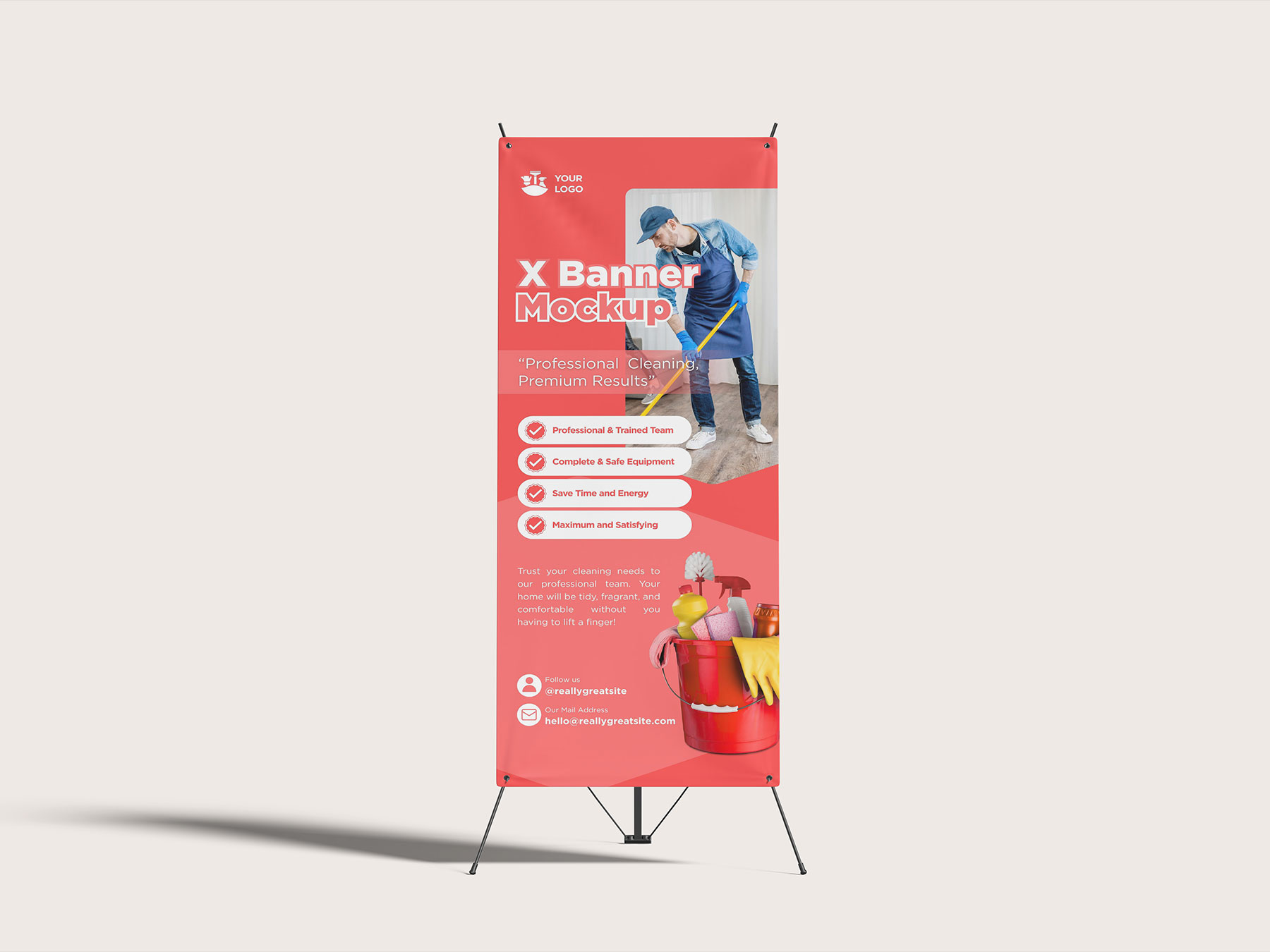 Free X Banner Mockup – Stand Banner Presentation