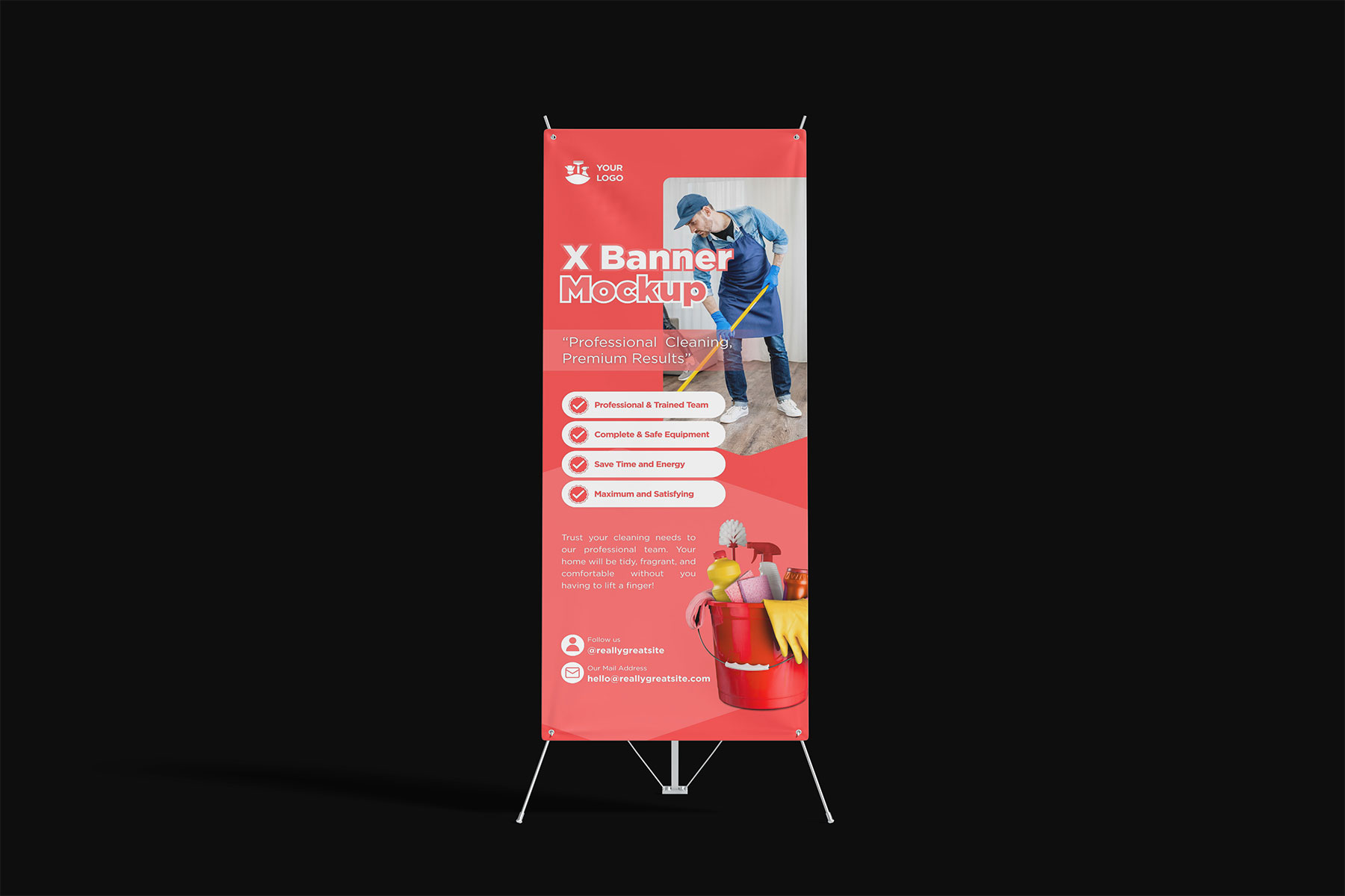 Free X Banner Mockup – Stand Banner Presentation