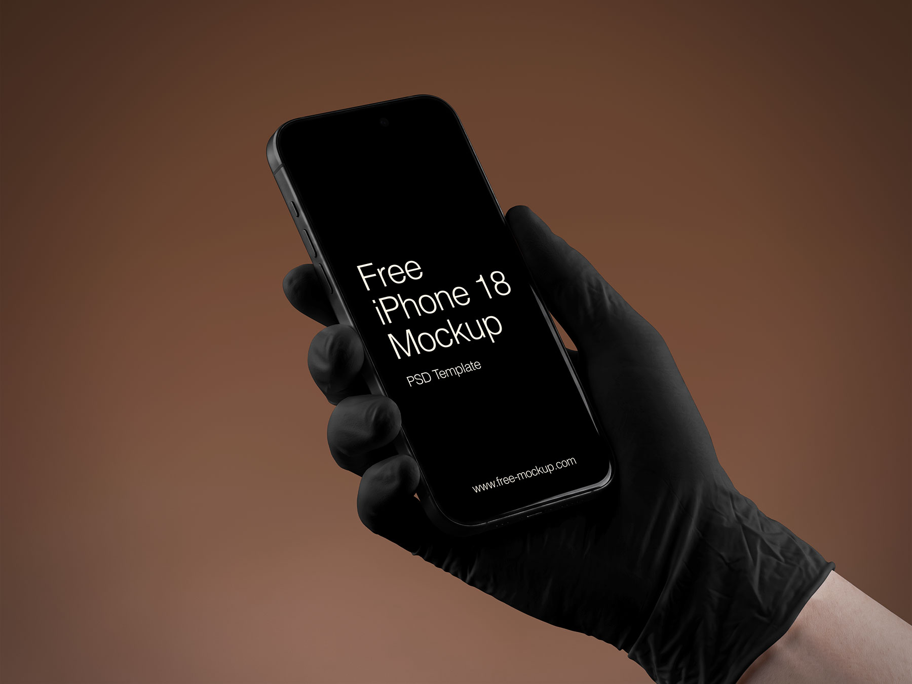 Hand Holding iPhone 18 Mockup (Free PSD)
