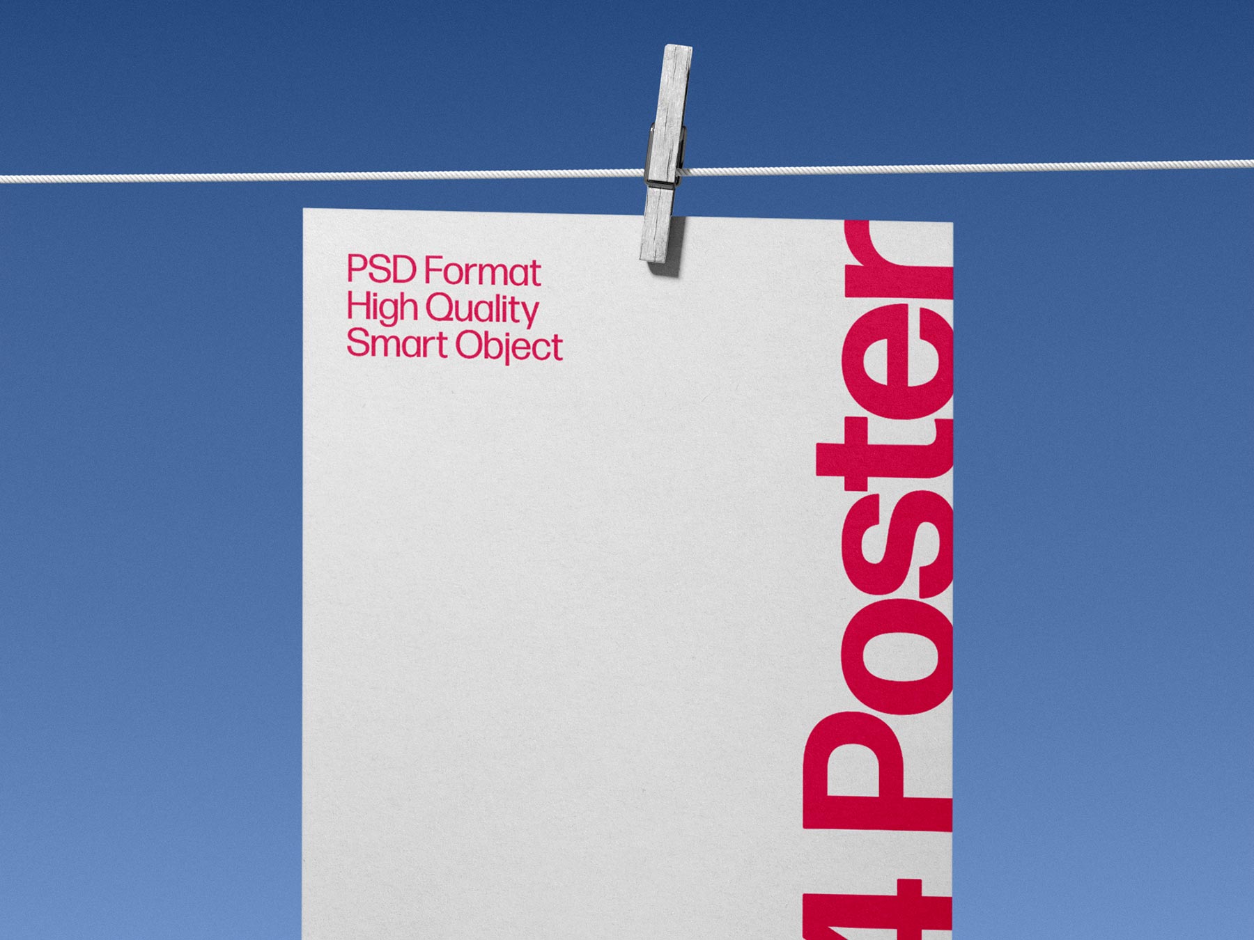 Hanging A4 Poster Free Mockup on Clothesline