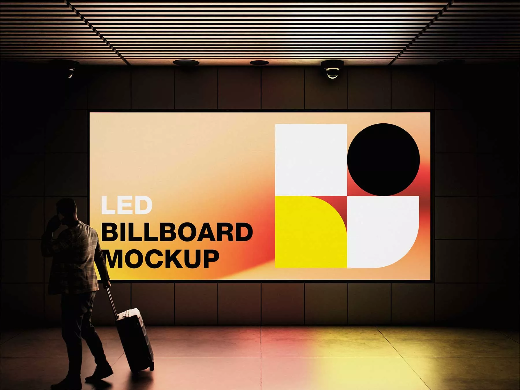 Indoor LED Billboard Free Mockup