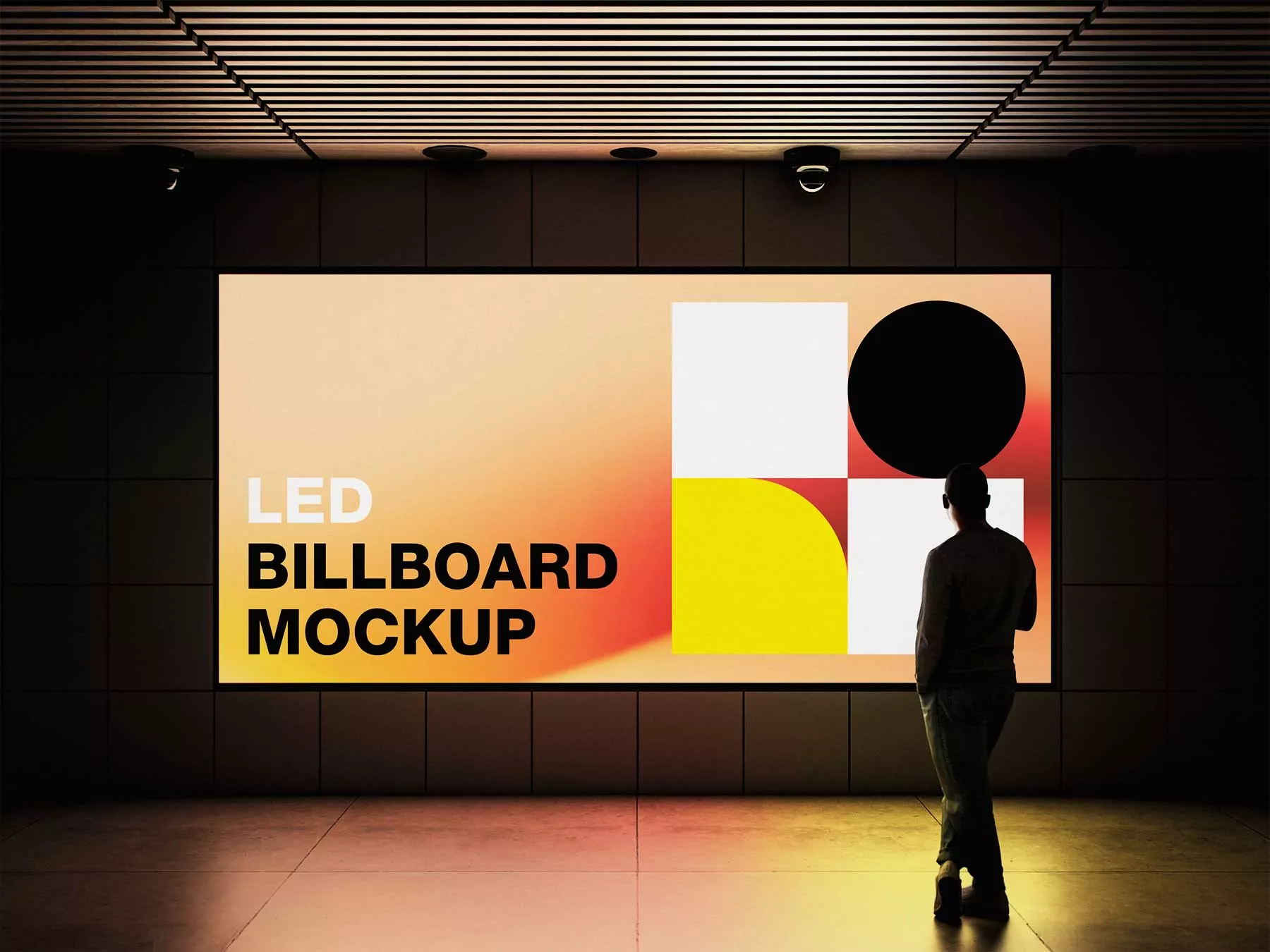 Indoor LED Billboard Free Mockup
