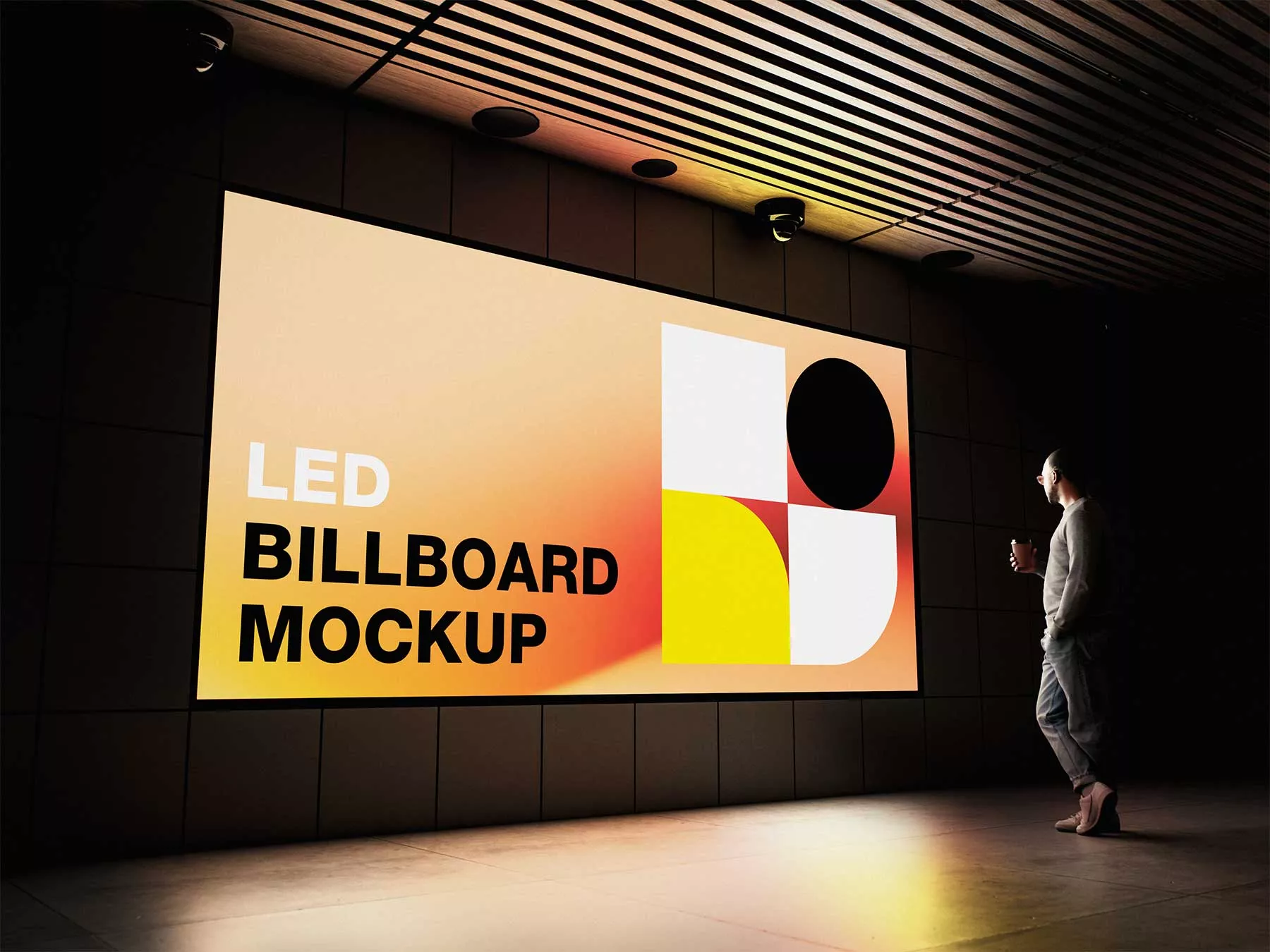 Indoor LED Billboard Free Mockup