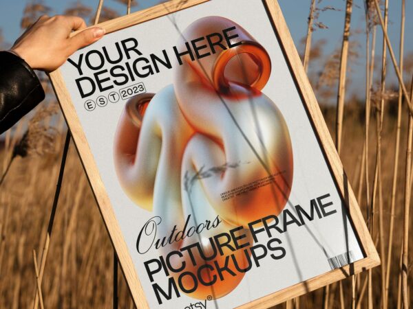 Wooden Picture Frame Free Mockup Outdoors – Poster Display